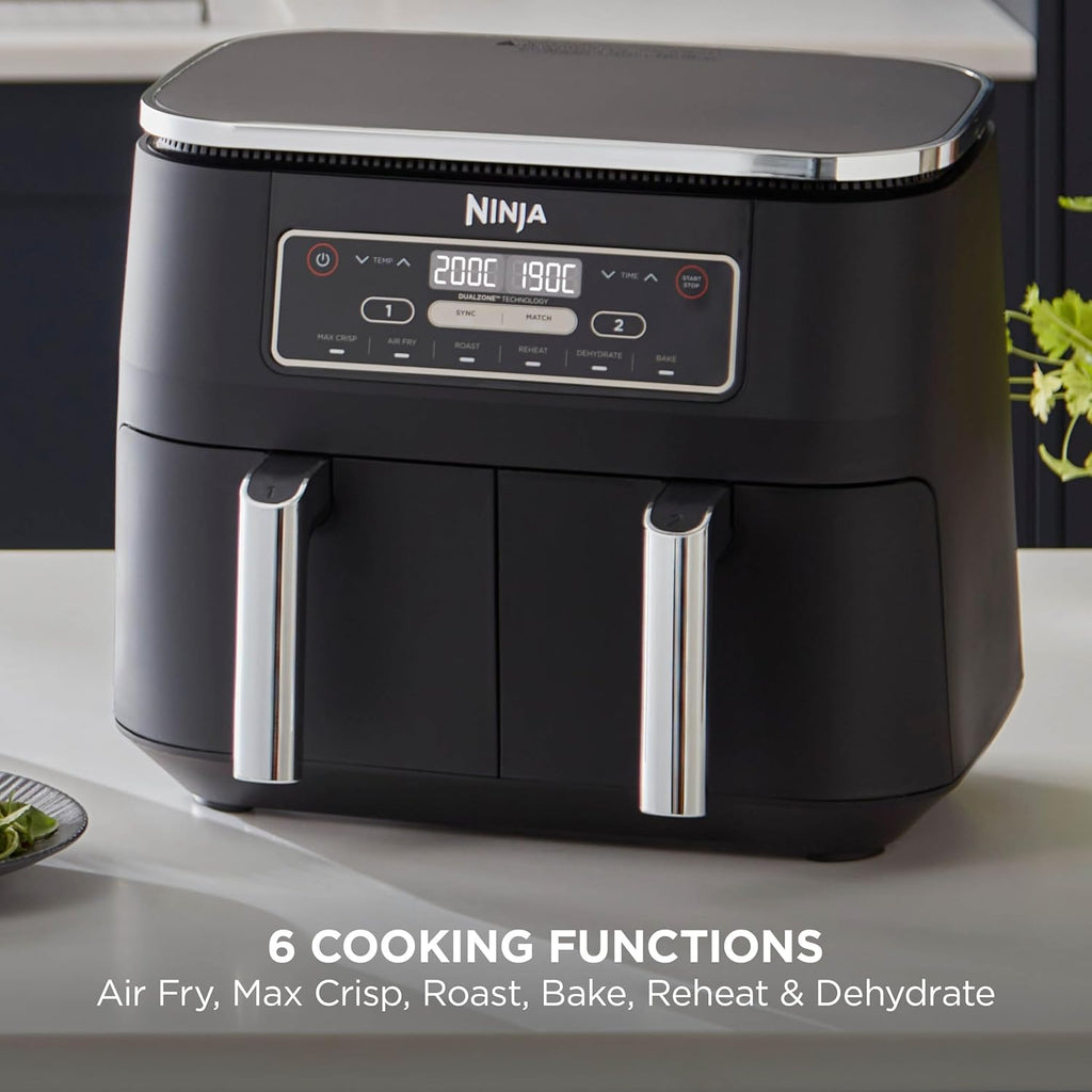 Ninja Foodi 6-in-1 Dual Zone 7.6L Air Fryer, 2 Drawers, Black AF300UK