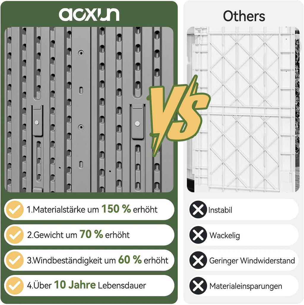 Aoxun Outdoor Deck Box 600L, Large Resin Outdoor Storage Box with Lid, Waterproof & UV-Resistant Garden Storage for Cushions, Tools, and Pool Accessories 4.7x2.2FT(Grey)