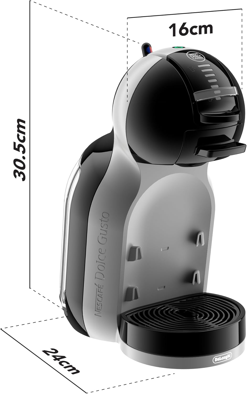 NESCAFÉ Dolce Gusto EDG155.BG Mini-Me Automatic Coffee Machine Black & Arctic Grey by De’Longhi - Starter Kit