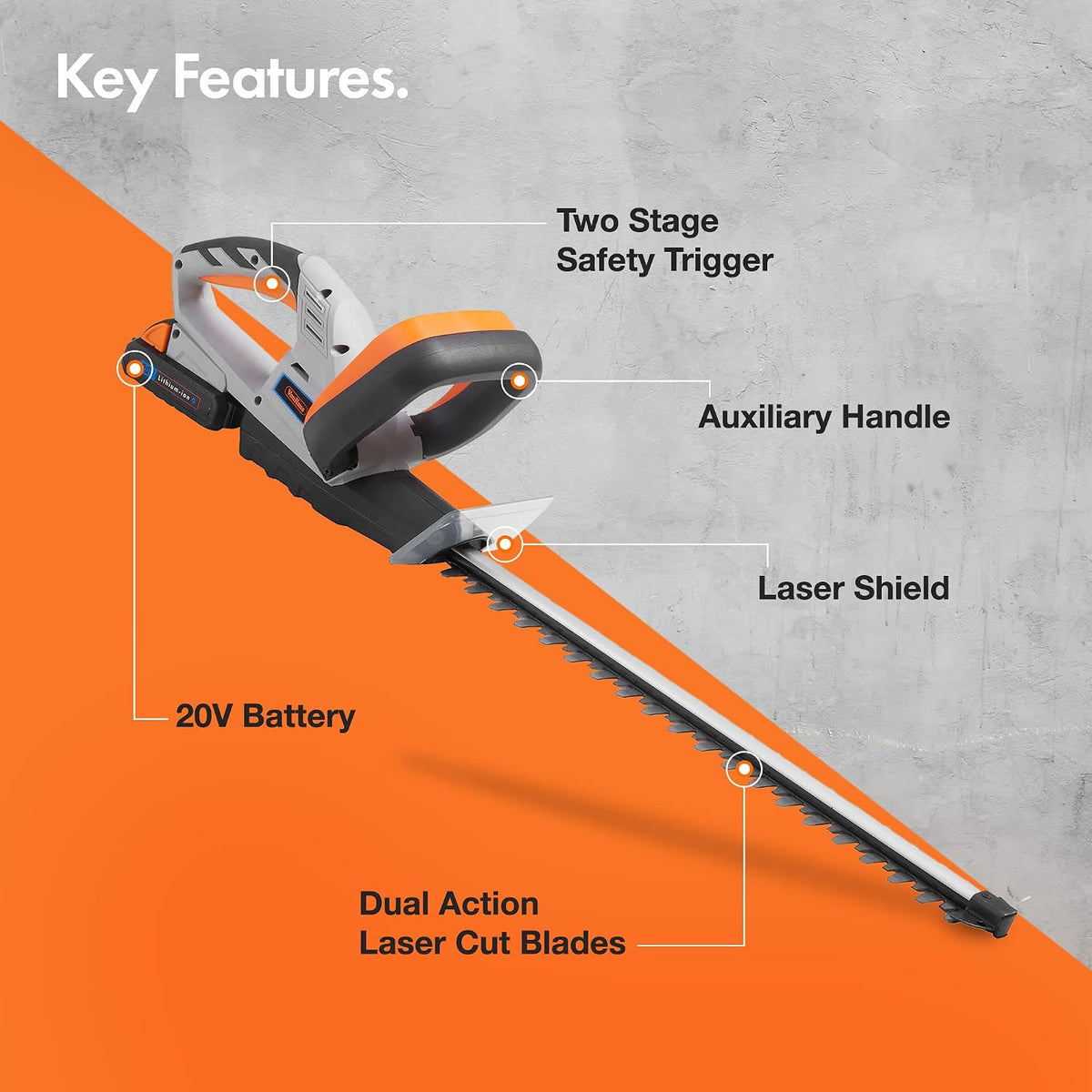 VonHaus Hedge Trimmer Cordless 20V – w/Battery & Charger, G-Series