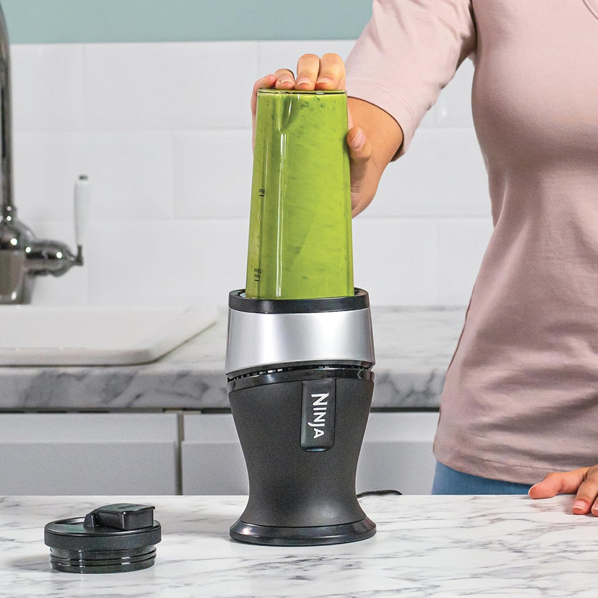 Ninja 700W Slim Blender & Smoothie Maker, Silver/Black QB3001UKS