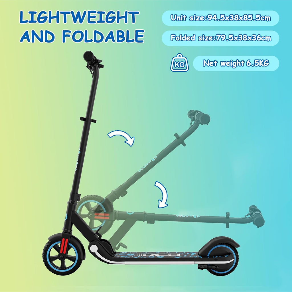RCB Electric Scooter for Kids, 150W Motor - Max 9.94mph - Colorful LED Lights - Foldable - LED Display,Kids E Scooter for Age 6-12