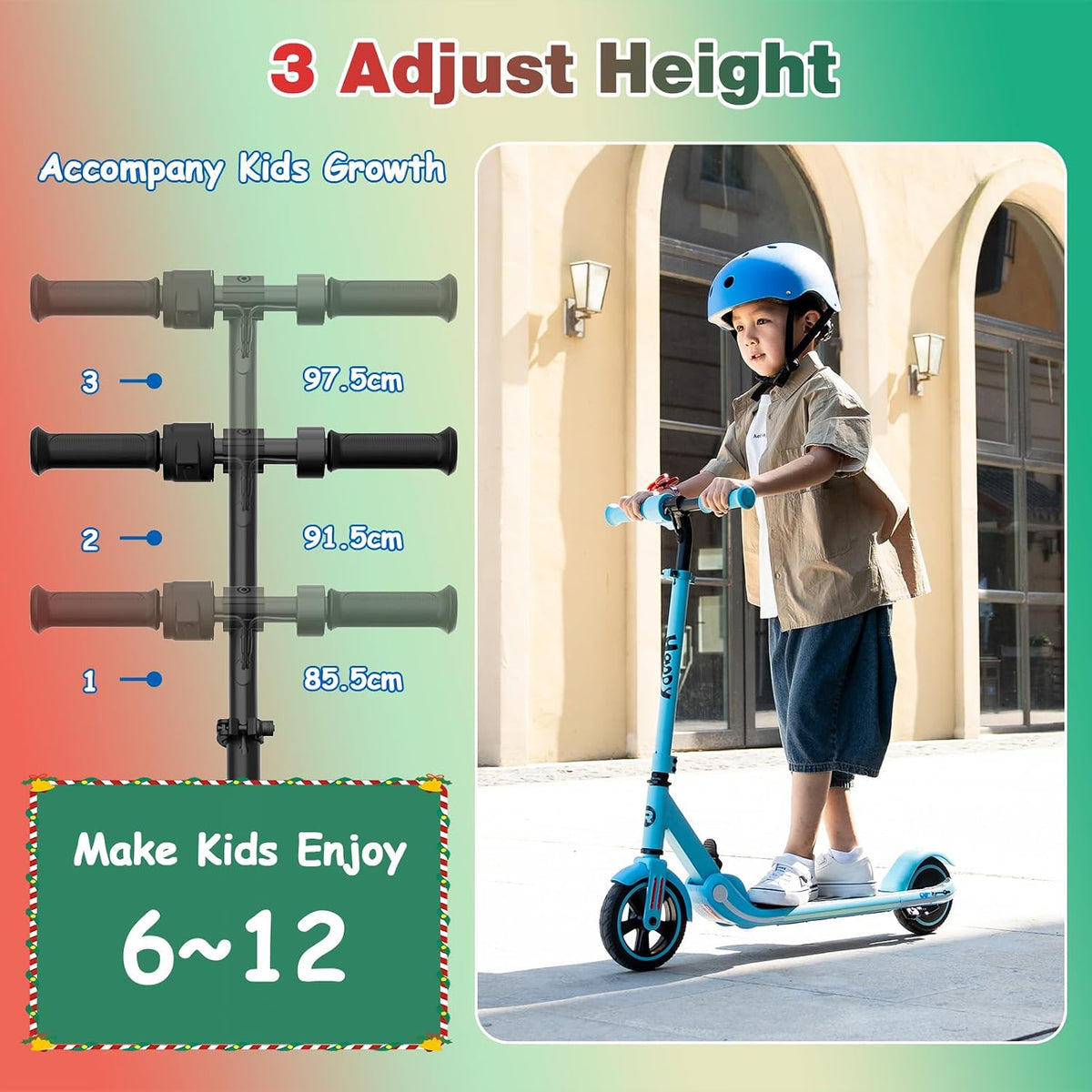 RCB Electric Scooter for Kids, 150W Motor - Max 9.94mph - Colorful LED Lights - Foldable - LED Display,Kids E Scooter for Age 6-12