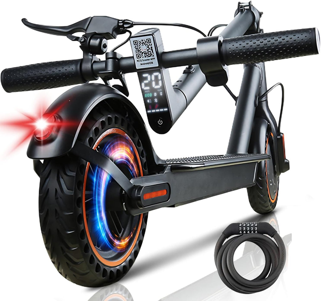 QnQ Electric Scooter, Electric Scooters Adult, 8.5”Solid Tires, 20-25km Range & Max 25km/h, 3 Speed Mode, Foldable Electric Scooters with APP, Double Braking System for Adults and Teens