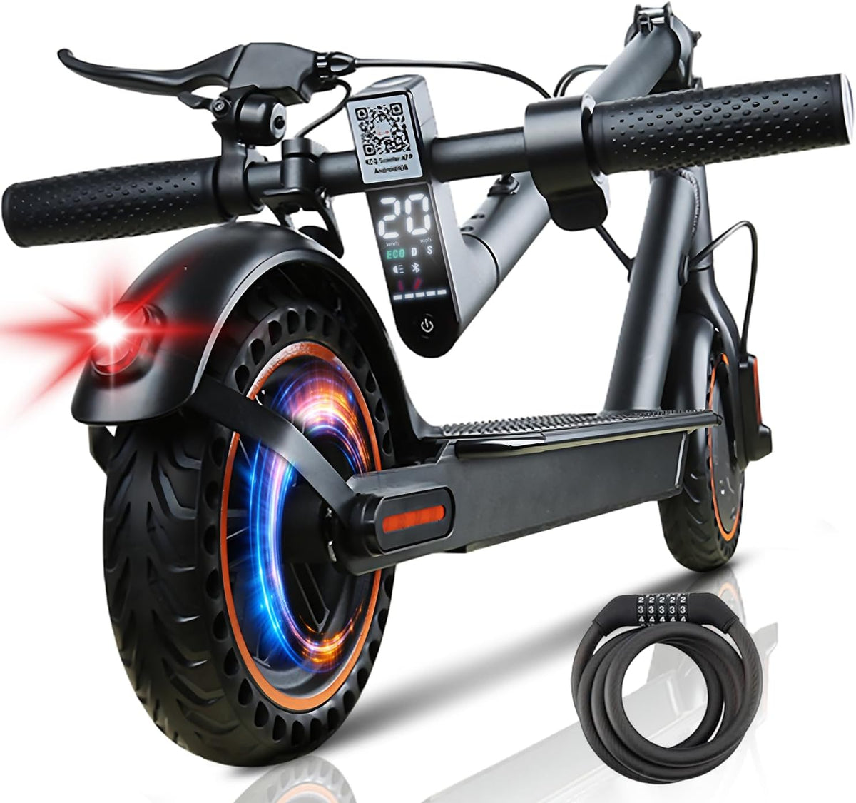 QnQ Electric Scooter, Electric Scooters Adult, 8.5”Solid Tires, 20-25km Range & Max 25km/h, 3 Speed Mode, Foldable Electric Scooters with APP, Double Braking System for Adults and Teens