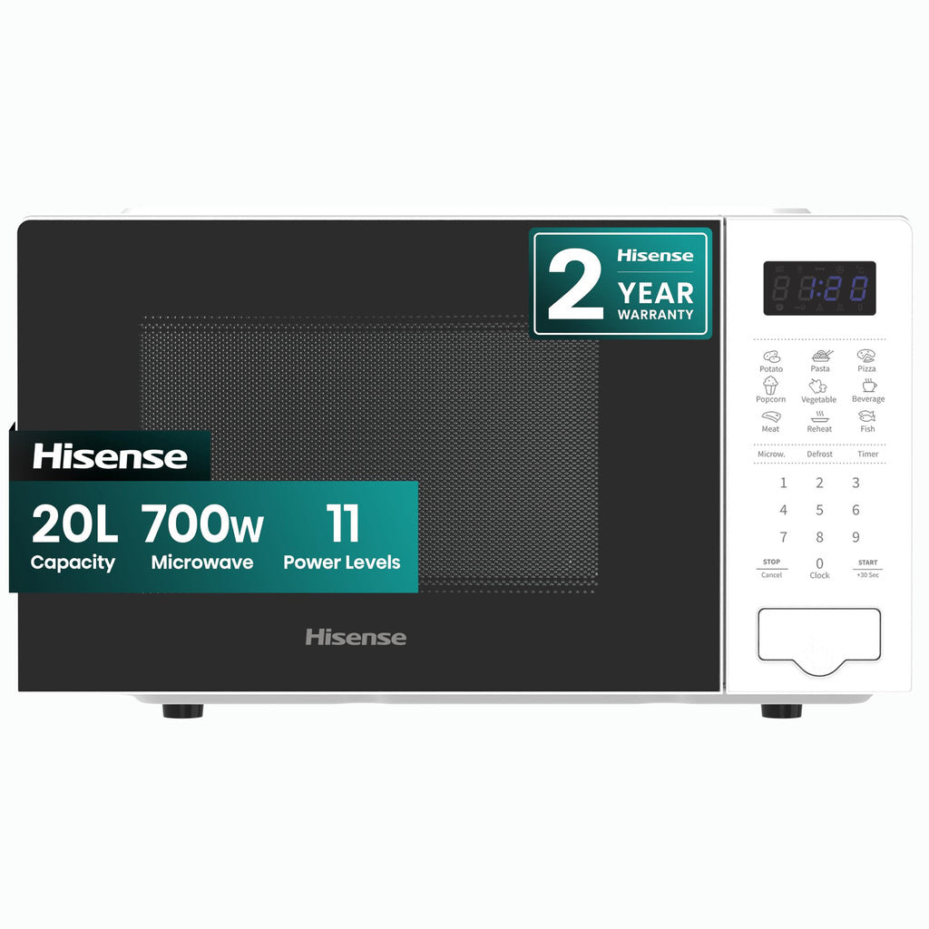 Hisense 700 Watts 20 Litre Inverter Microwave Oven H20MOBP1HIUK Black, Automatic Defrost, 5 power levels, Easy Clean, H24.1 x W43.4 x D32.9 cm Freestanding