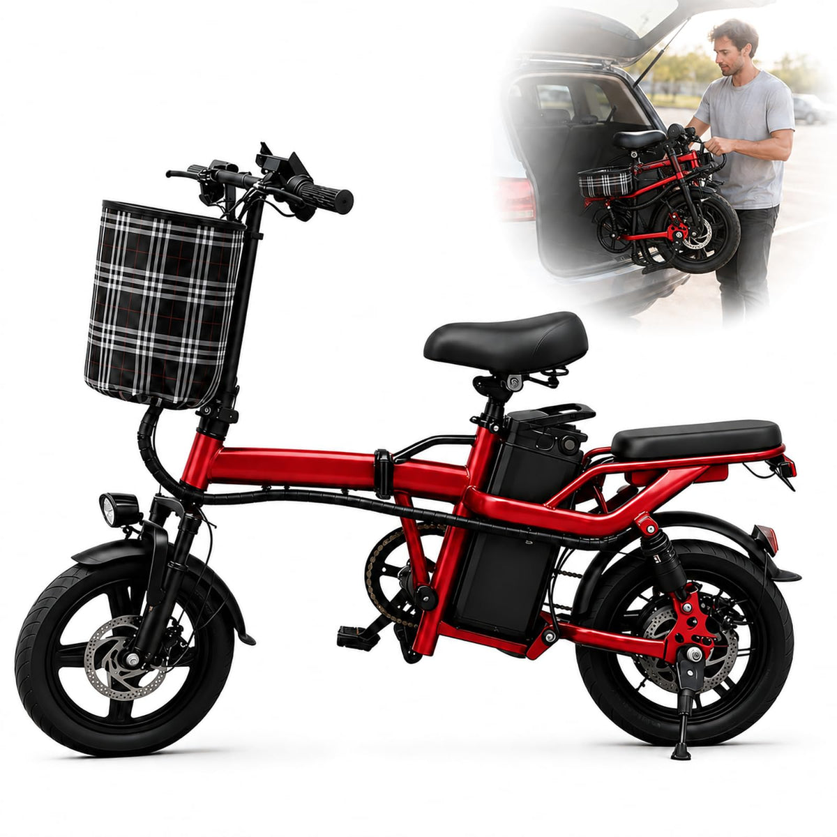 ABHI Folding 14" Electric Bike, Portable 250W Motor Compact E-bike