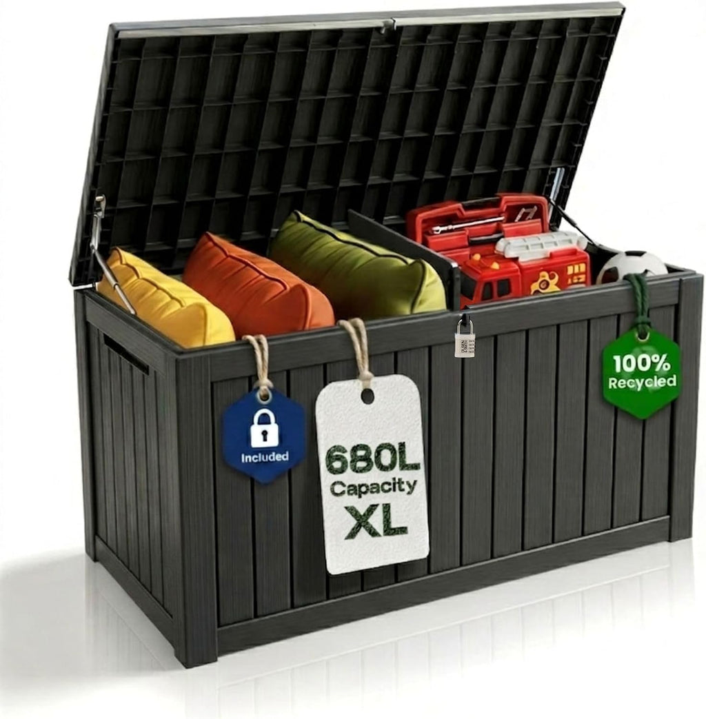 Olsen & Smith 680L Large Recycled Outdoor Garden Storage Box & Chest