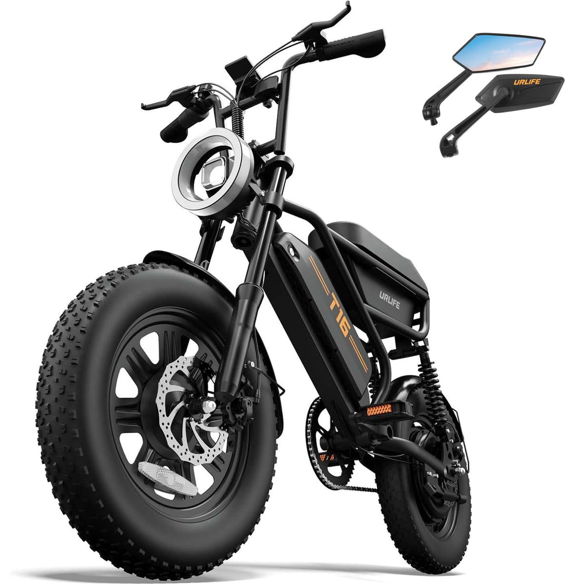 URLIFE Electric Bike for Adults, 16" x 3.0 Fat Tires Ebike, Range 100KM, 48V 13Ah Removable Battery and 250W Brushless Motor Electric Bicycle, Dual Suspension, Color LCD Display E Bike for Teens