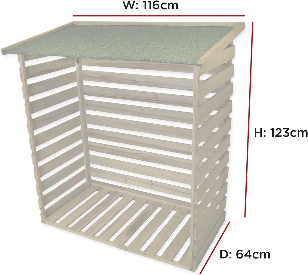 Woodside Treated Wooden Heavy Duty Log Store Garden Storage Shed