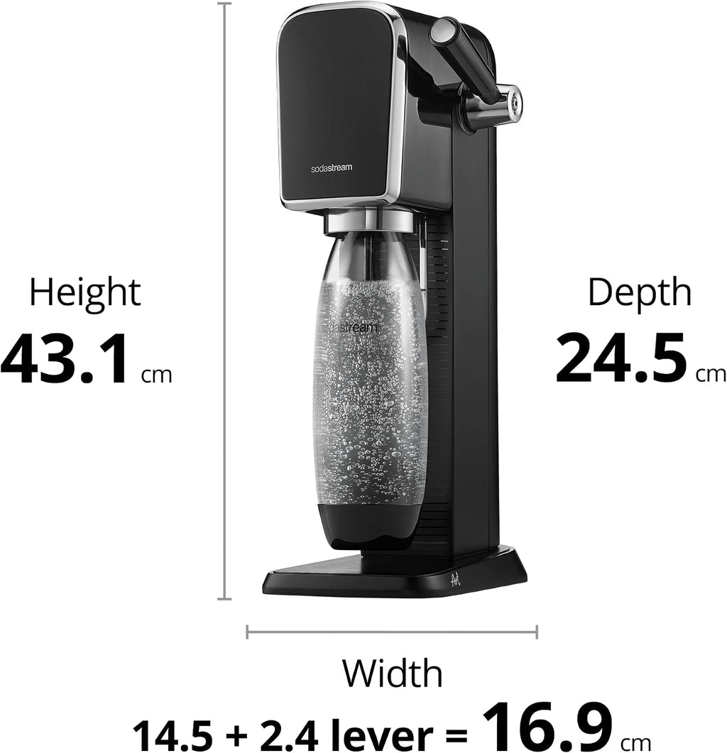 SodaStream ART Sparkling Water Maker, Soda Maker Starter Kit, Includes 1 Quick Connect 60L CO2 Gas Cylinder and 1 Dishwasher Safe BPA Free Bottle, Make your own Pepsi, White