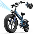 URLIFE Folding Electric Bike, 20 * 4.0 Inch Fat Tire E-Bike for Adult 48V 13AH Removable Battery, 80-100KM Long Range, Full Suspension for All Terrains, Electric Mountain Bike with LED