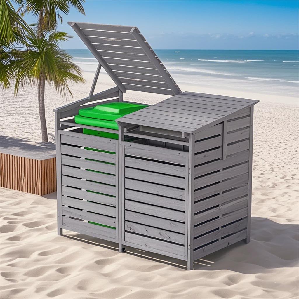 Warmiehomy 3 Wheelie Bin Storage 3x240L Bin Storage for Wheelie Bin,Grey
