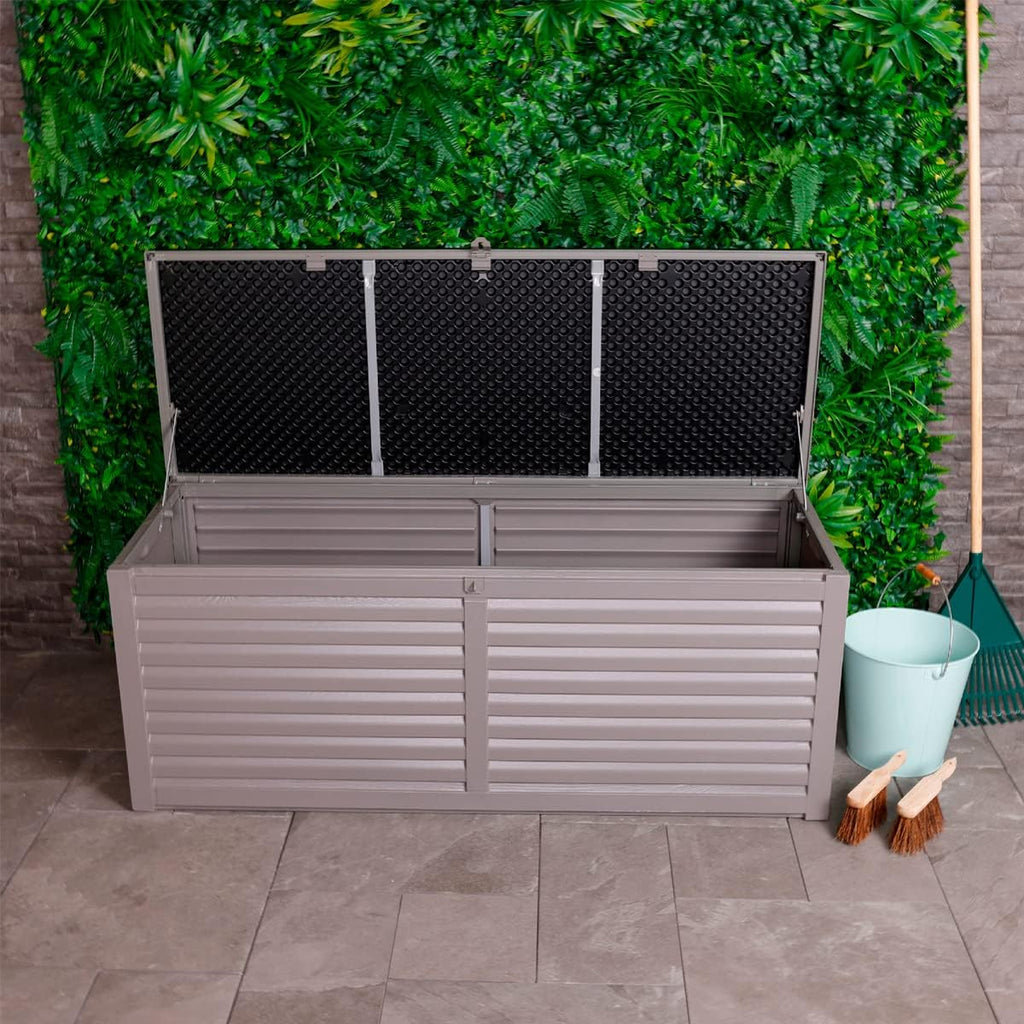 CHARLES BENTLEY Plastic Outdoor Storage Box Chest 390L, Grey, Light Grey