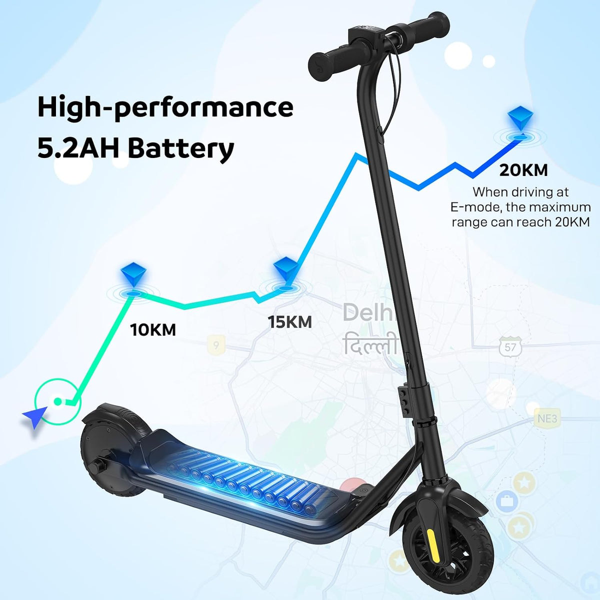 EVERCROSS E6 Kids Electric Scooter, Bluetooth Music, Up to 20 km Range