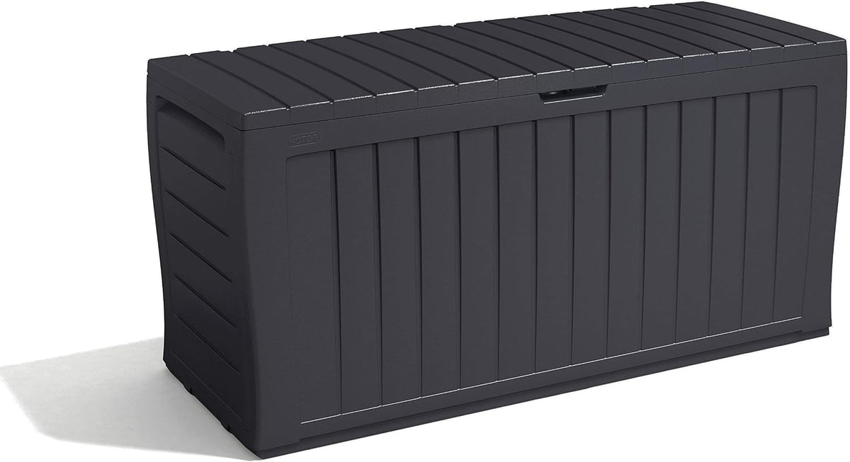 Keter Marvel+ 270L Garden Storage Box Graphite Wood Effect, Weatherproof