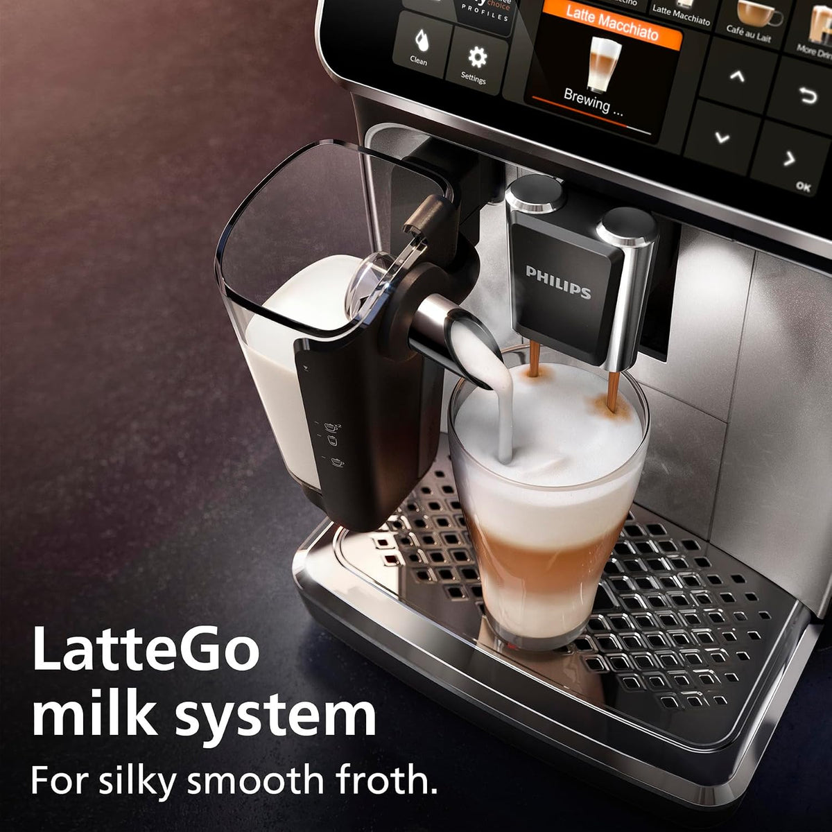 PHILIPS 5400 Series Bean to Cup Coffee Machine, LatteGo, 12 Drinks OneTouch