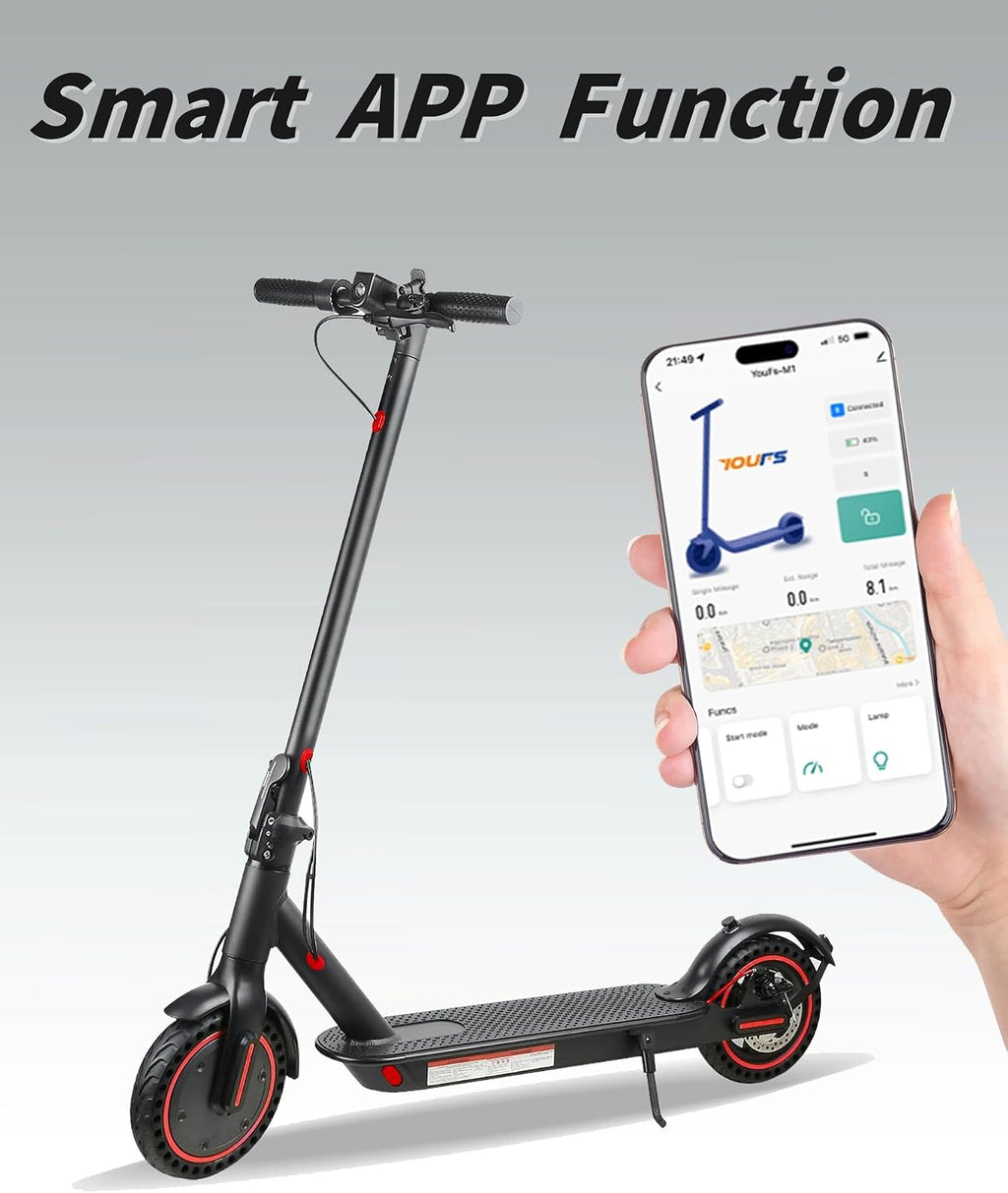 QnQ Electric Scooter, Electric Scooters Adult, 8.5”Solid Tires, 20-25km Range & Max 25km/h, 3 Speed Mode, Foldable Electric Scooters with APP, Double Braking System for Adults and Teens