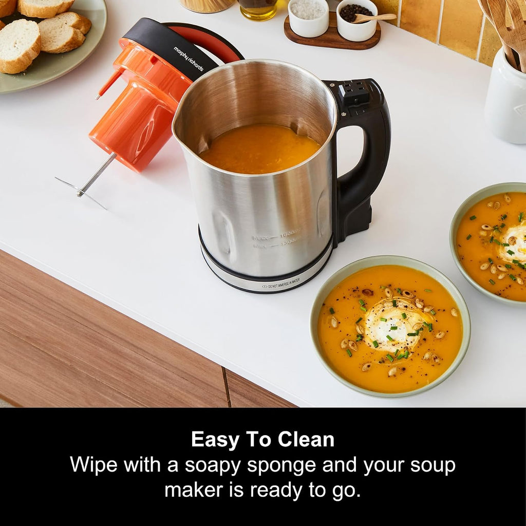 Morphy Richards Classic Soup Maker, 1.6L, Multi-Settings, LED Displayed Panel, Motorised Blade, Stainless Steel, 1000W, 48822