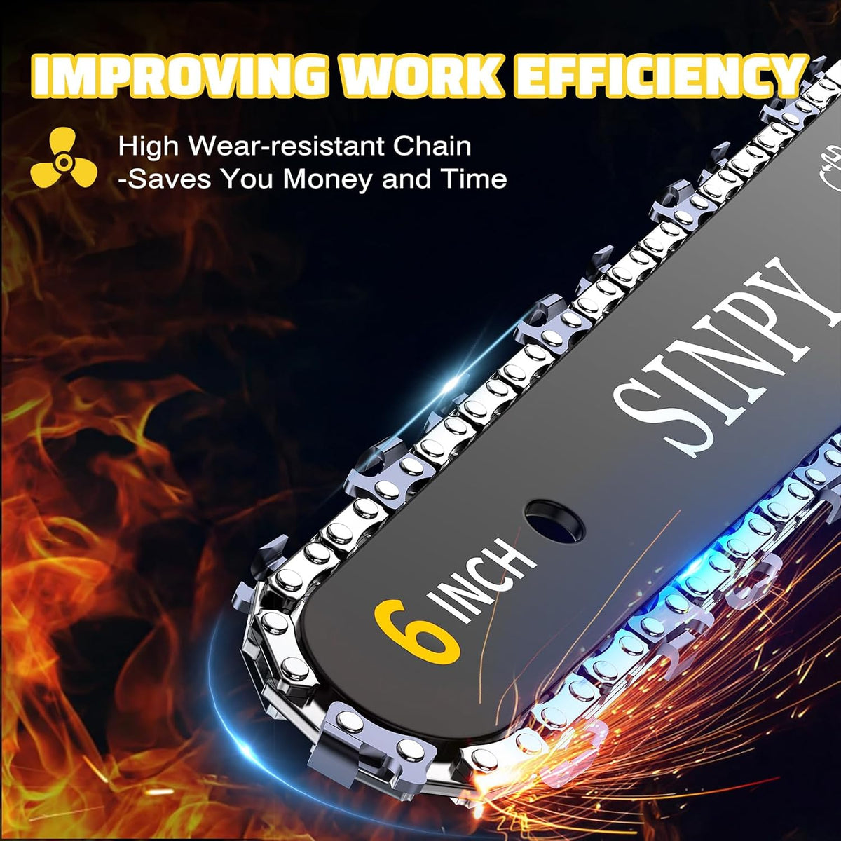 Mini Chainsaw Cordless, 6 Inch Electric Power Chain Saw with 2 Batteries & 2 Chains, Small Chainsaw with Safety Lock for Tree Trimming, Garden, Wood Cutting Gift for Men Dad Husband Fathers