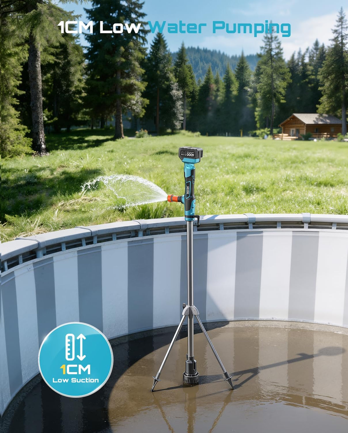 SEESII Cordless Stick Water Transfer Pump with Hands-Free Tripod