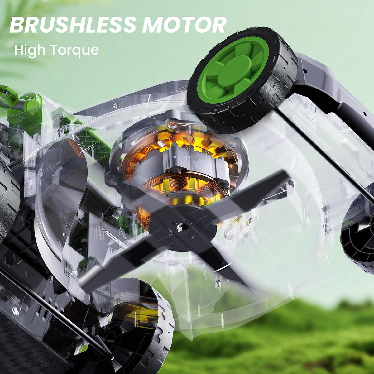 ETOOLAB 40V Cordless Lawnmower, 34cm Cut, Brushless, For Medium Gardens