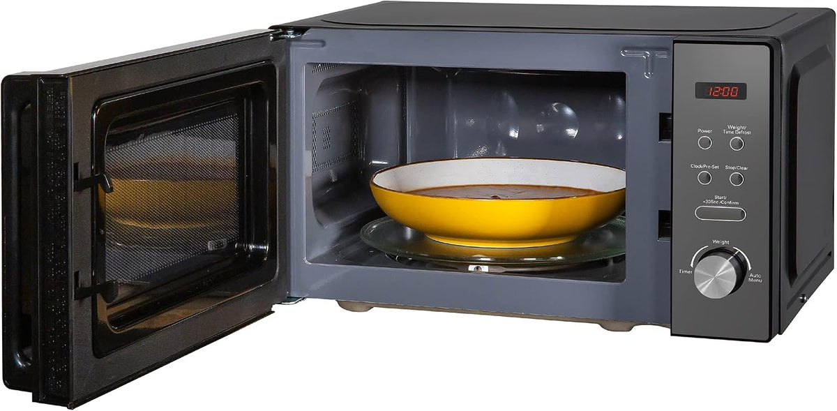 Russell Hobbs RHM2076B 20 Litre 800 W Black Digital Solo Microwave with 5 Power Levels, Automatic Defrost, 8 Auto Cook Menus, Clock and Timer, Easy Clean