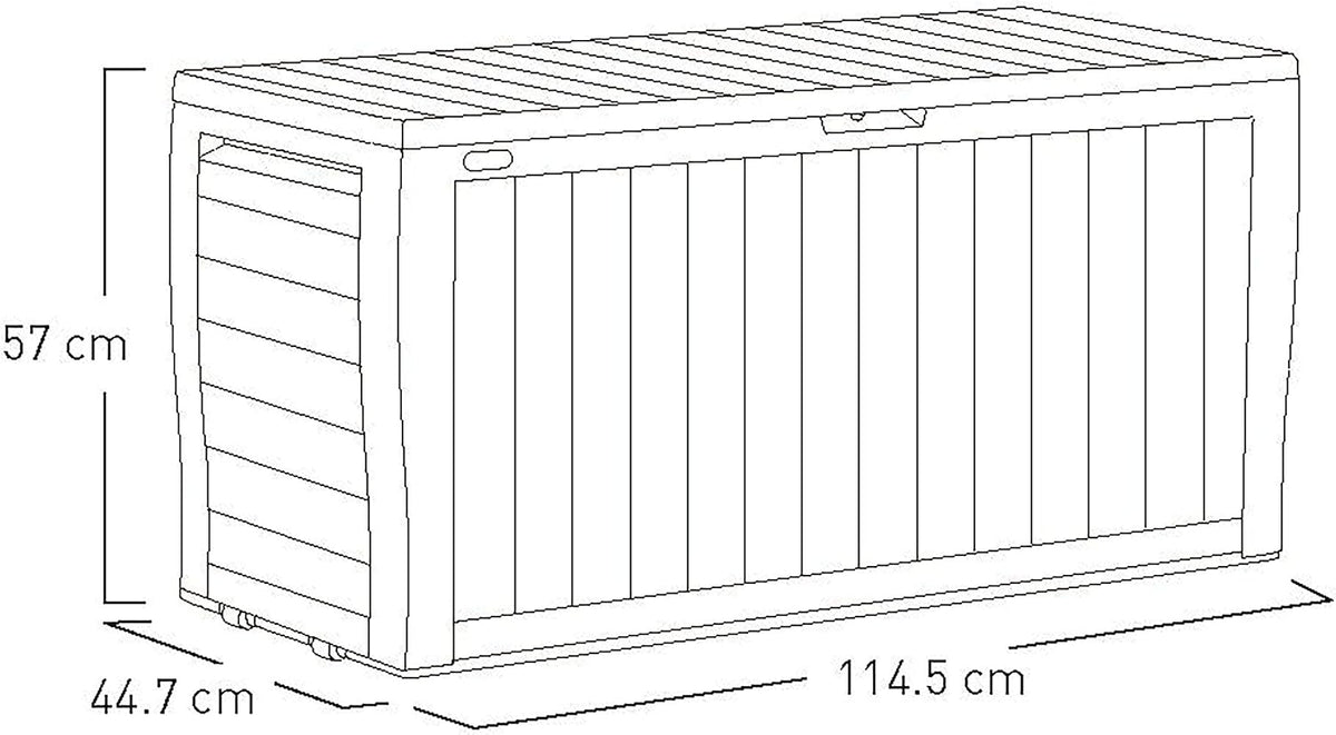 Keter Marvel+ 270L Garden Storage Box Graphite Wood Effect, Weatherproof