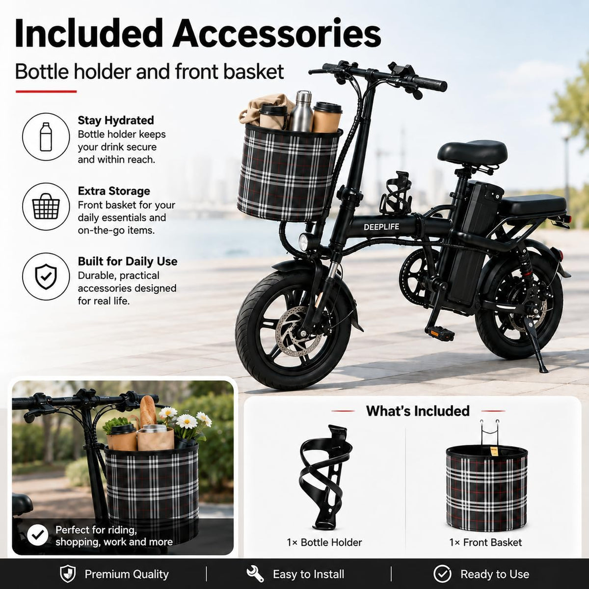 ABHI Folding 14" Electric Bike, Portable 250W Motor Compact E-bike