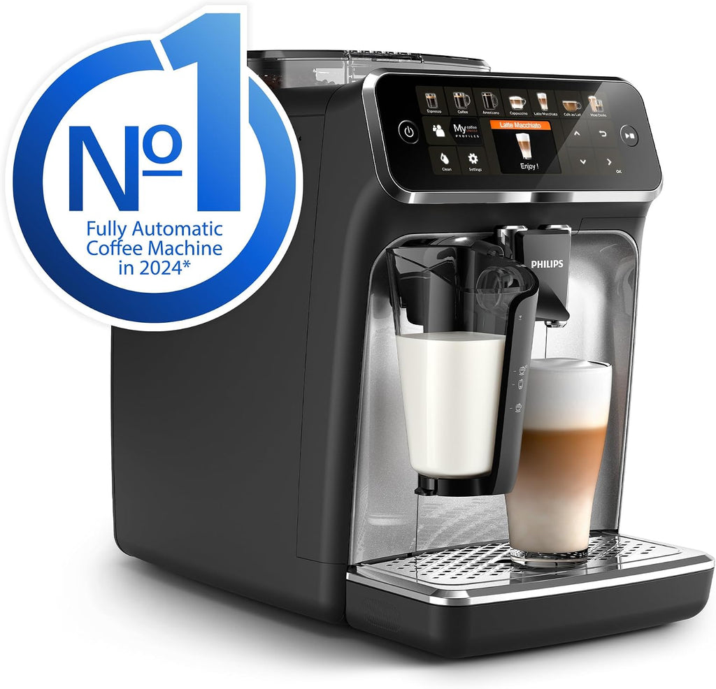 PHILIPS 5400 Series Bean to Cup Coffee Machine, LatteGo, 12 Drinks OneTouch