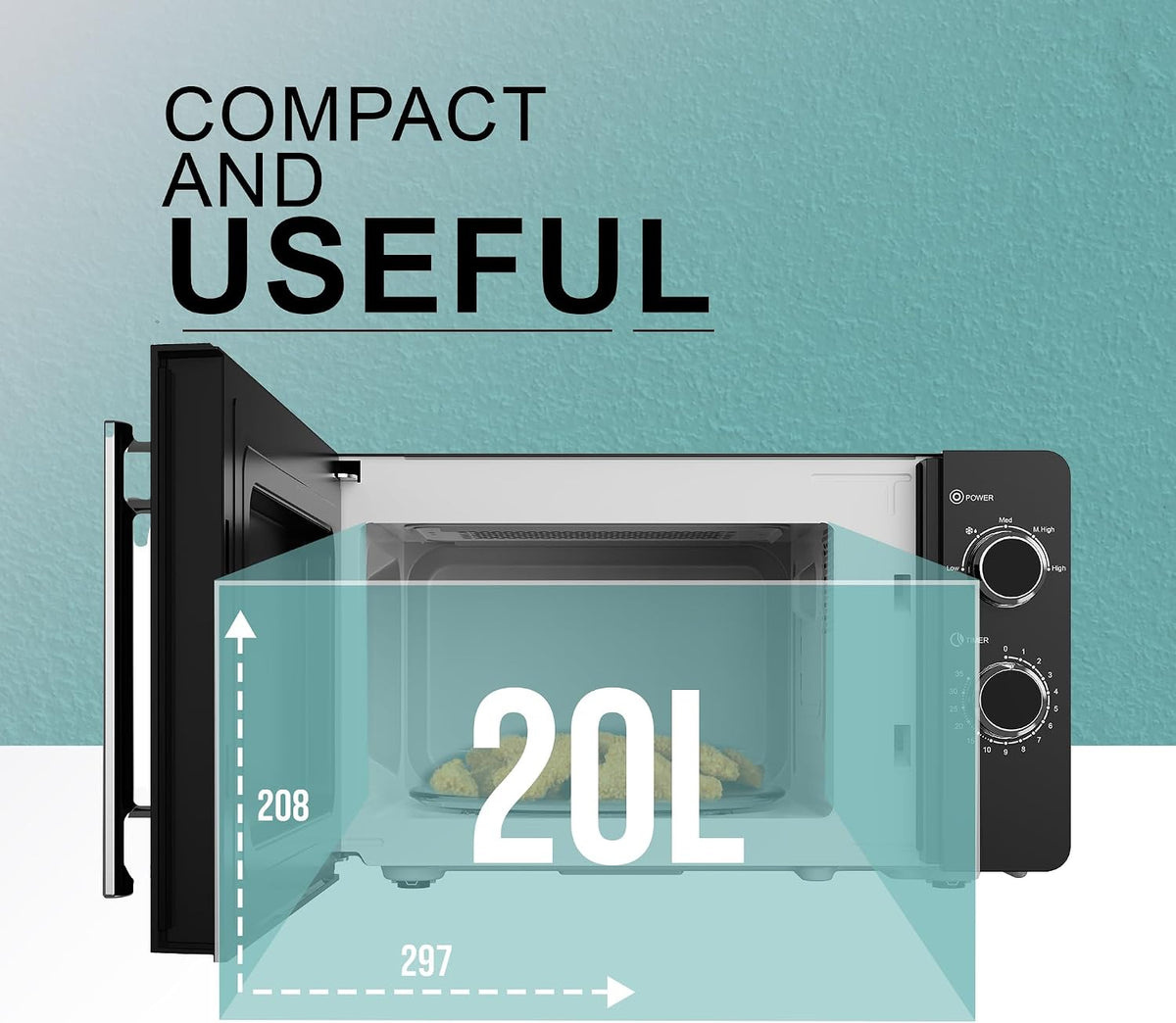 Belaco 800W Microwave Compact Size Microwave Oven with Manual Control