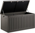 VonHaus Garden Storage Box 270L – Outdoor Utility Chest Organiser – Weatherproof Plastic, Lockable Lid, Sliding Bar Hinge, Carry Handles, Portable – For Garden, Patio, Balcony, Decking – Grey, Black