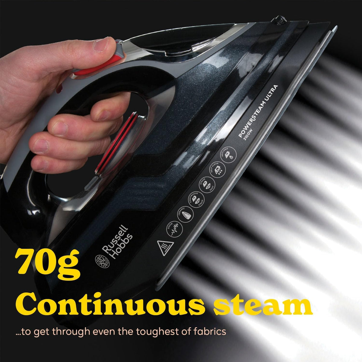 Russell Hobbs Steam Iron, 3100W, 210 g and min Extra Steam Boost, 350ml