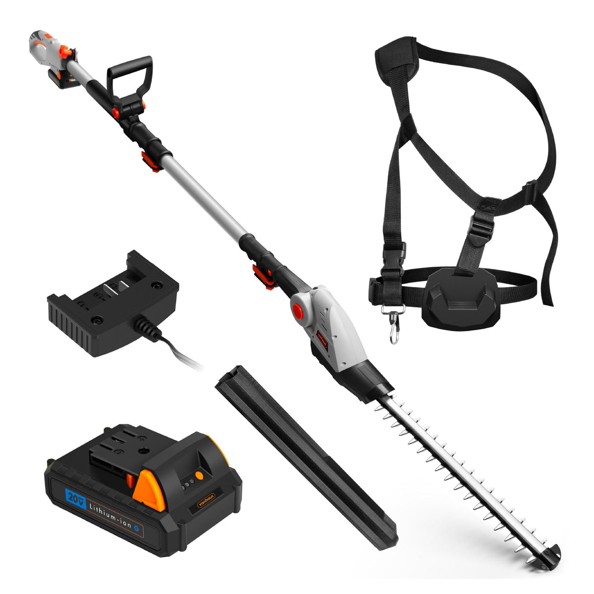 VonHaus Pole Hedge Trimmer Cordless 20V – x2 Batteries & Charger, G-Series