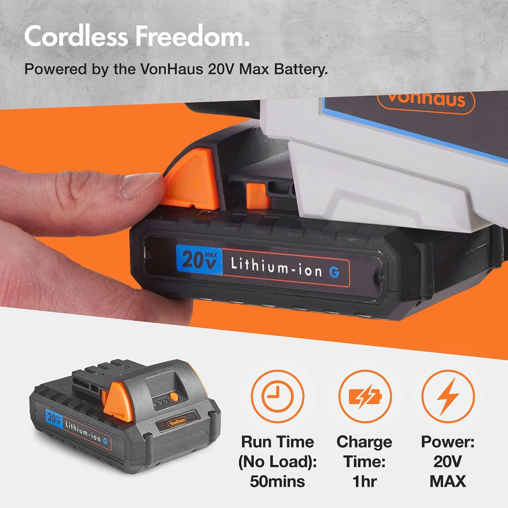 VonHaus Hedge Trimmer Cordless 20V – w/Battery & Charger, G-Series