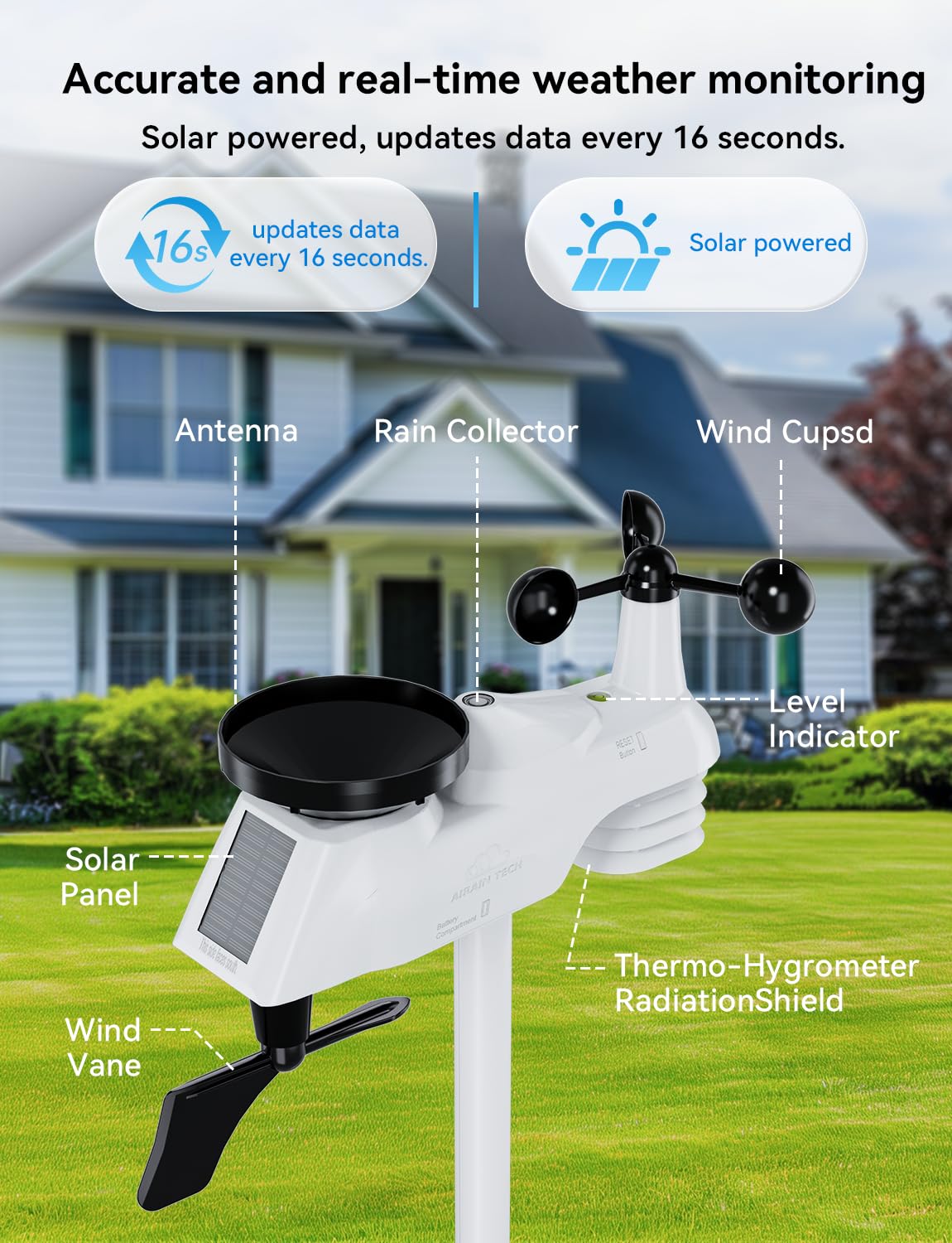 AIR6 Wireless Weather Station with Outdoor Wireless Sensor,