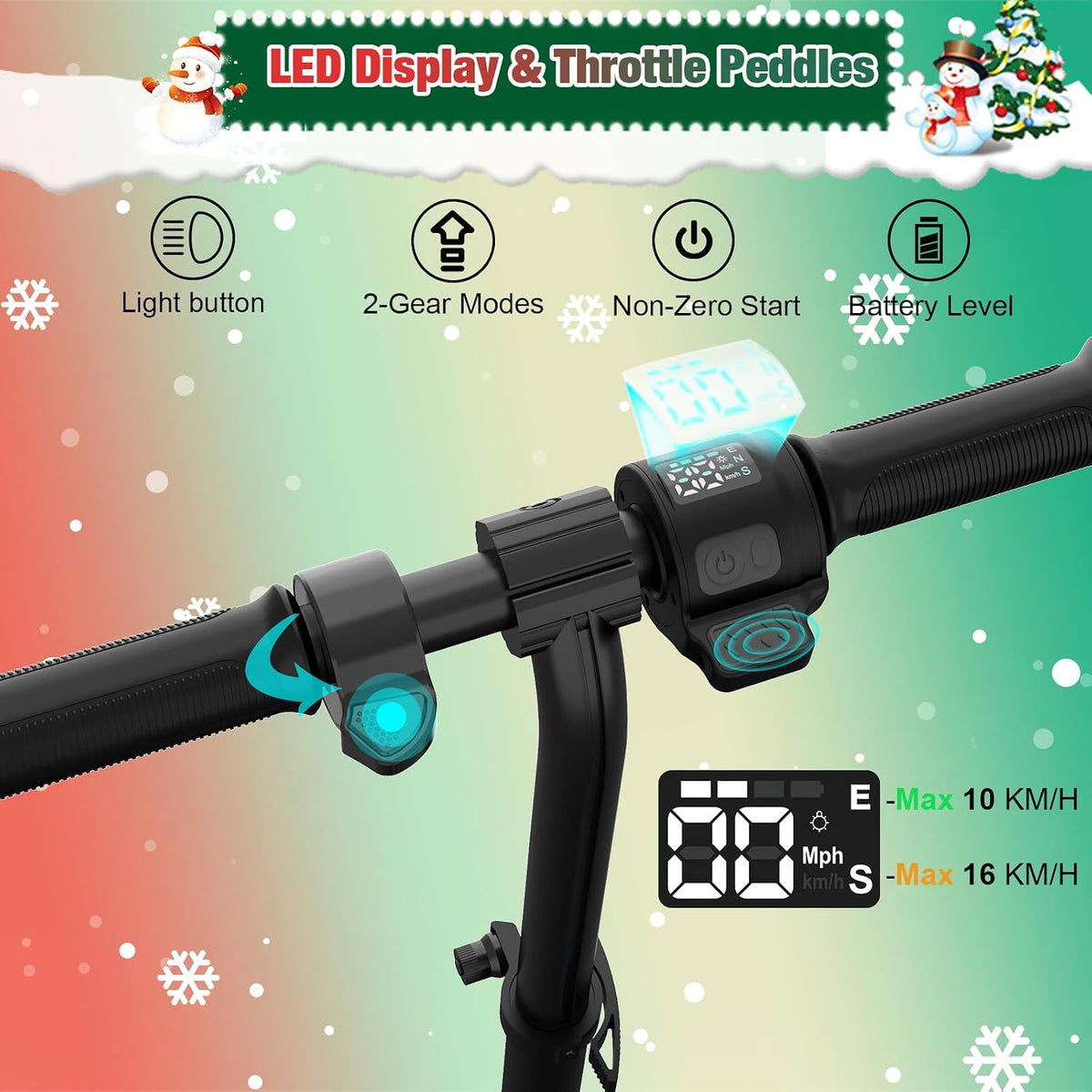RCB Electric Scooter for Kids, 150W Motor - Max 9.94mph - Colorful LED Lights - Foldable - LED Display,Kids E Scooter for Age 6-12