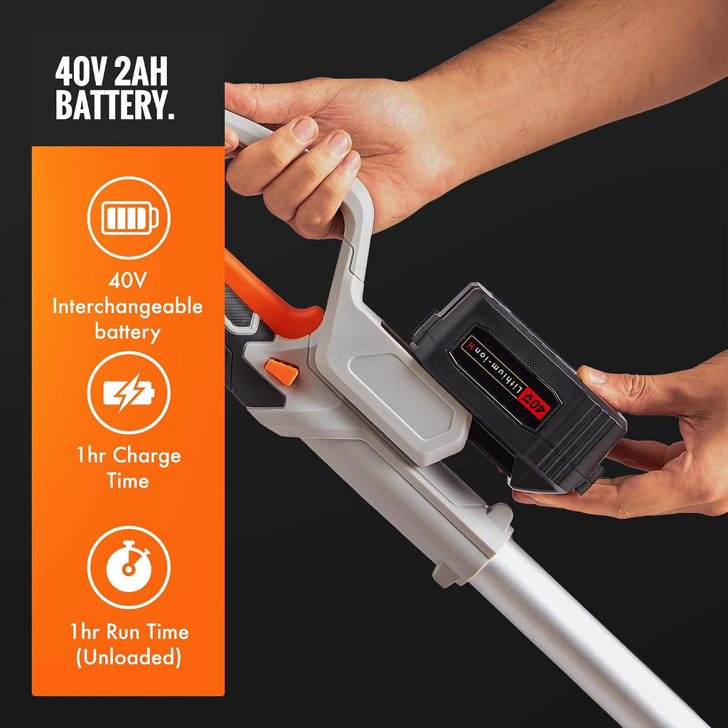 VonHaus Cordless Pole Chainsaw 40V – Electric Chainsaw with Battery, Charger and Harness – Telescopic Tree Cutter – Handheld, Portable, Foam Grip, Adjustable Length, Rotary Cutting, Robust Chain