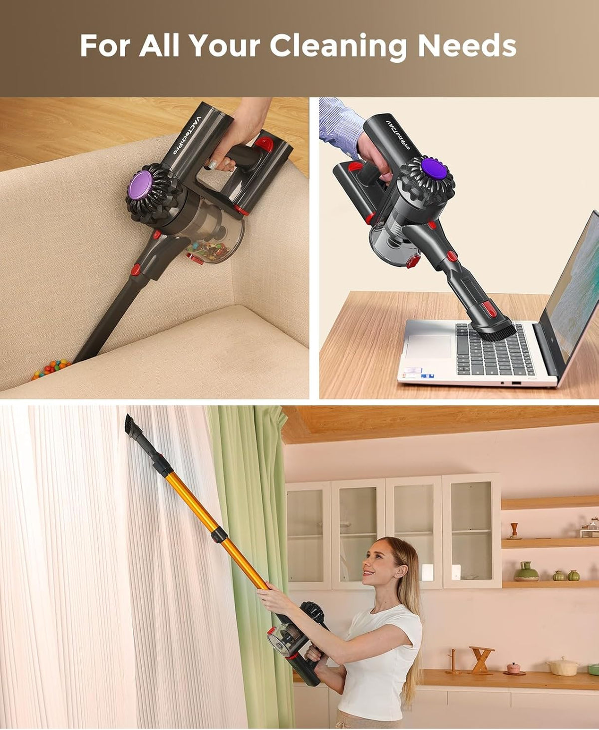 VACTechPro Cordless Vacuum Cleaner, 35KPa/45Mins Lightweight Stick Vacuum