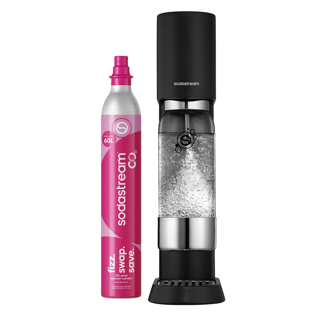 SodaStream ENSO Sparkling Water Maker, Premium Metallic Finish Soda Maker, Quick Connect CO2 System, 1 60L Gas Cylinder and 1 Dishwasher Safe BPA Free Bottle, Fizzy Water at Home, Silver