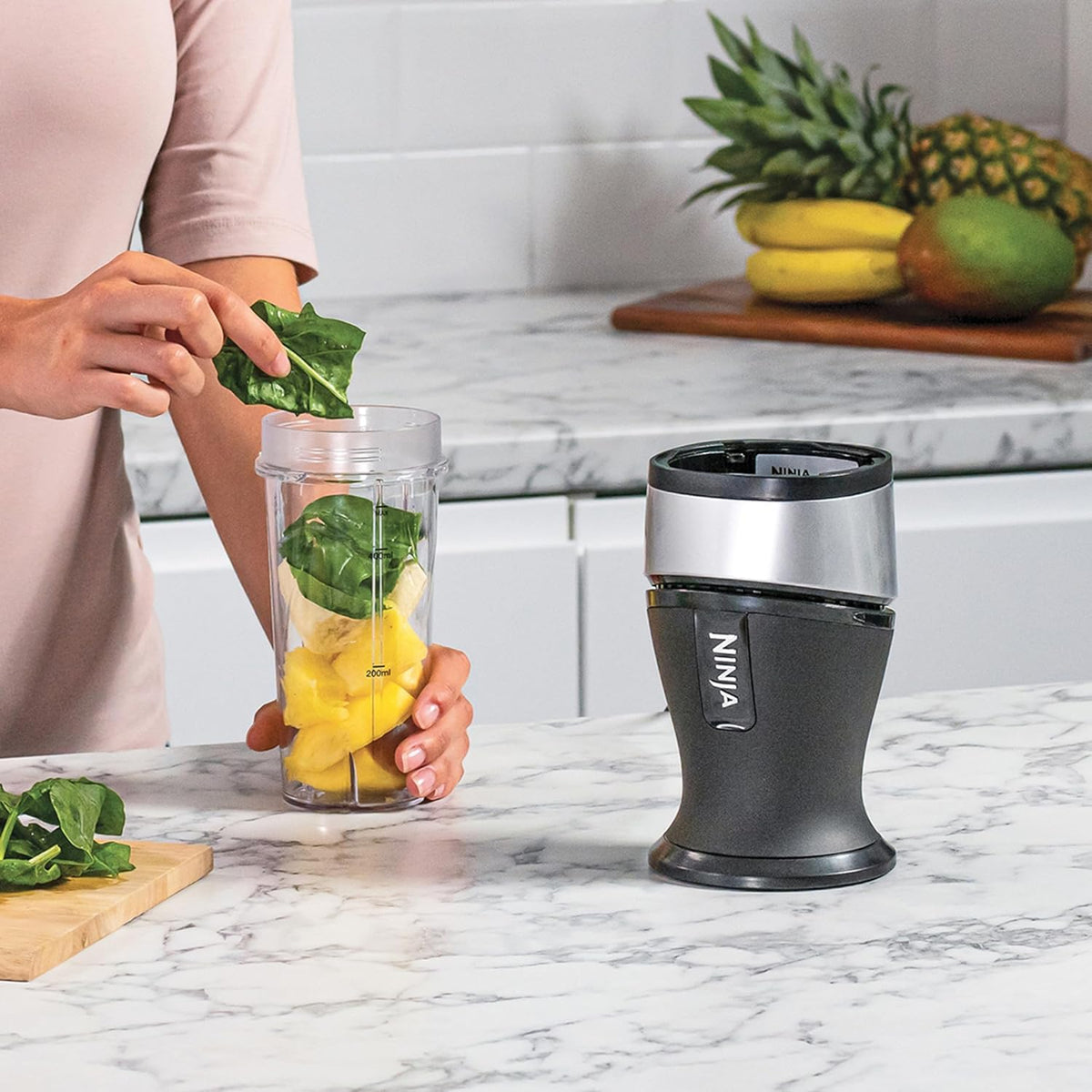 Ninja 700W Slim Blender & Smoothie Maker, Silver/Black QB3001UKS