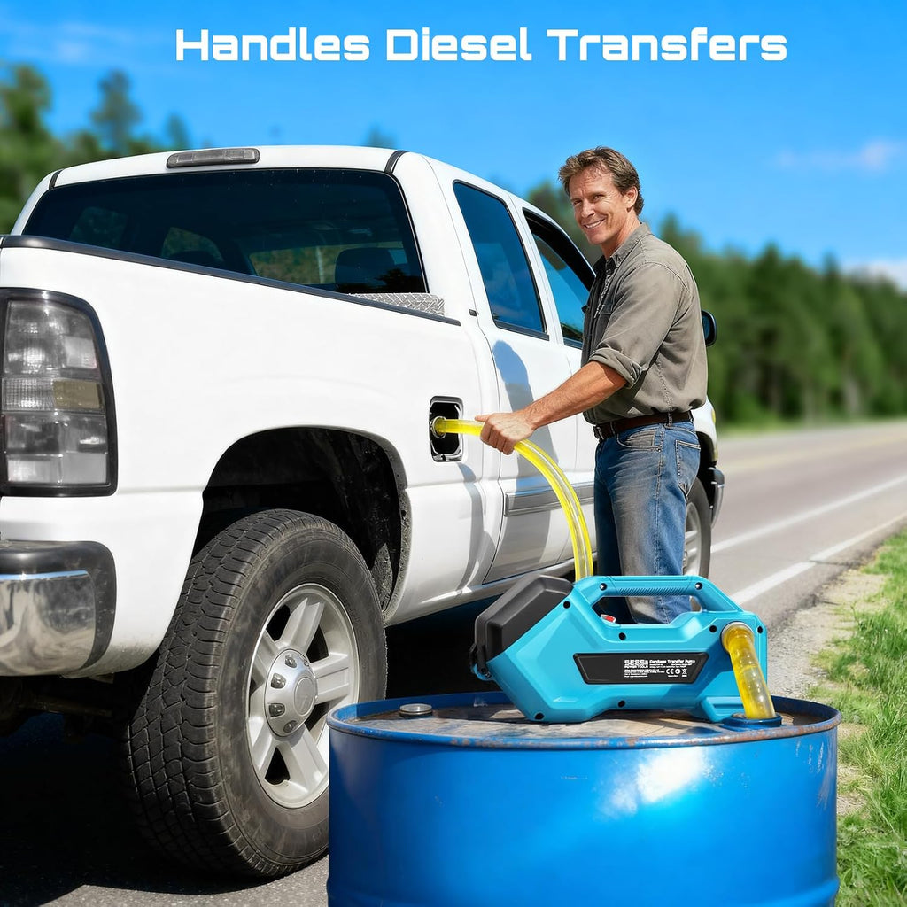 SEESII Cordless Transfer Pump for Water/Diesel, 2880L/h, 2×4.0Ah Batteries
