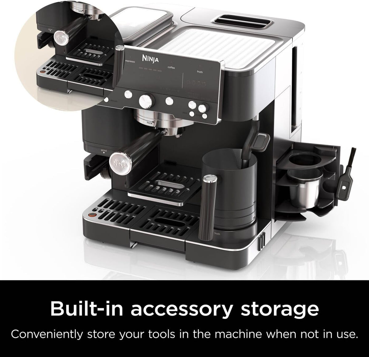 Ninja Luxe Premier 3-in-1 Coffee Machine, Cappuccino, Black ES601UKBK