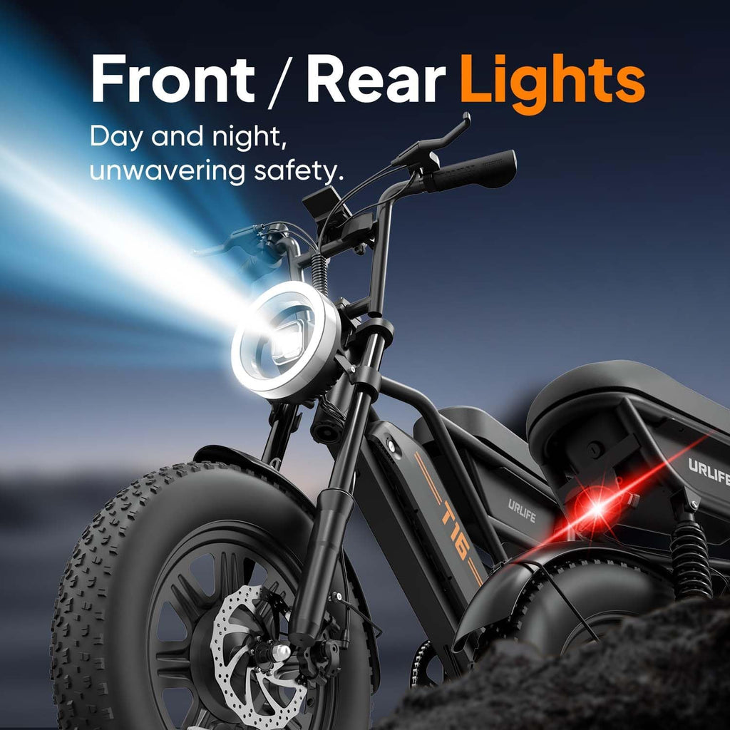 URLIFE Electric Bike for Adults, 16" x 3.0 Fat Tires Ebike, Range 100KM, 48V 13Ah Removable Battery and 250W Brushless Motor Electric Bicycle, Dual Suspension, Color LCD Display E Bike for Teens