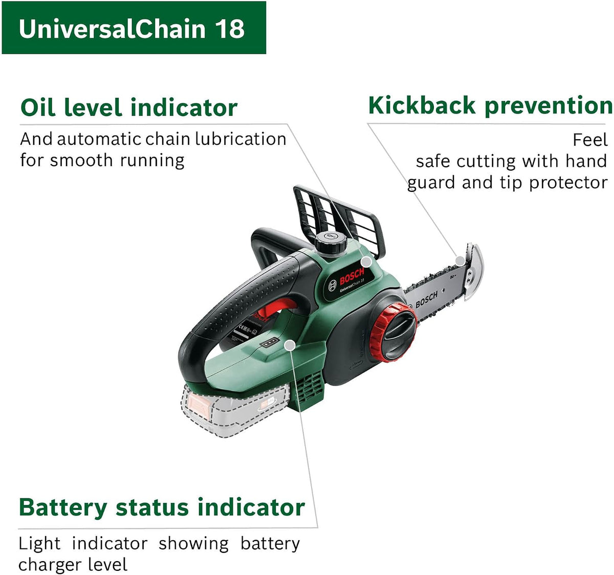 Bosch Cordless Chainsaw UniversalChain 18 Excl. Battery/Charger