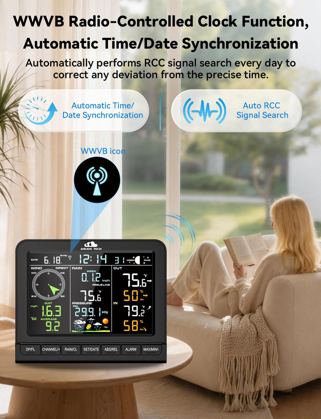 AIR6 Wireless Weather Station with Outdoor Wireless Sensor,