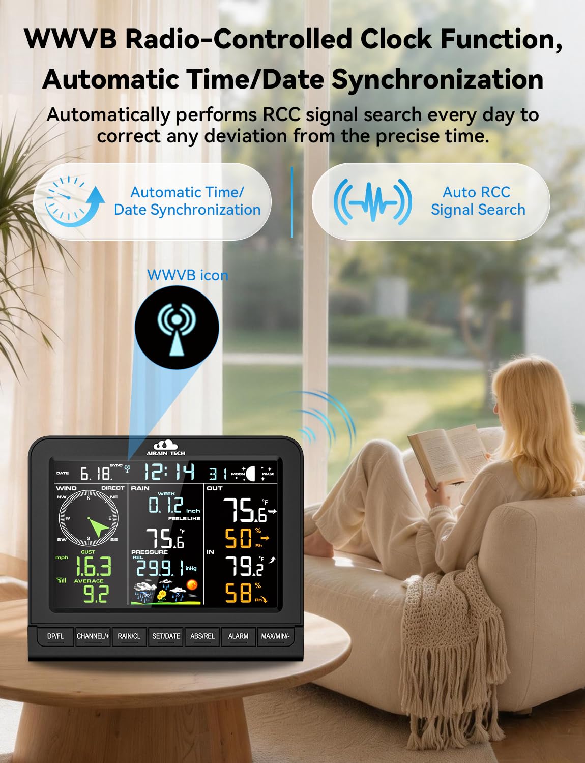 AIR6 Wireless Weather Station with Outdoor Wireless Sensor,