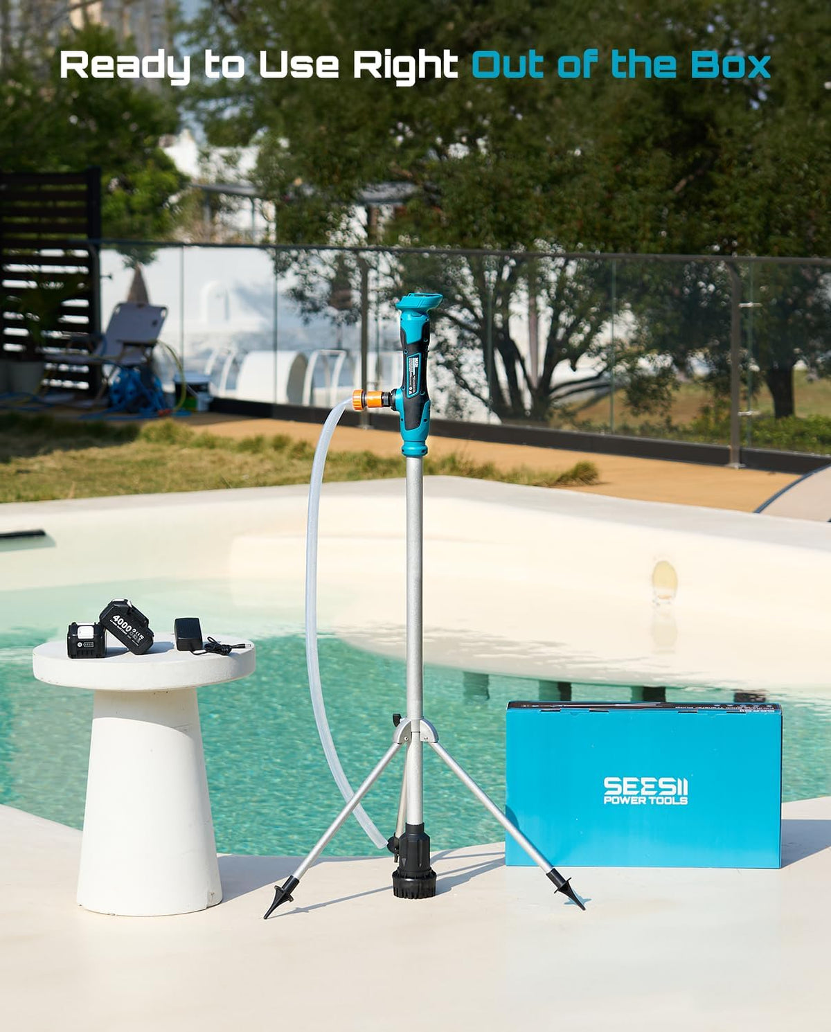 SEESII Cordless Stick Water Transfer Pump with Hands-Free Tripod
