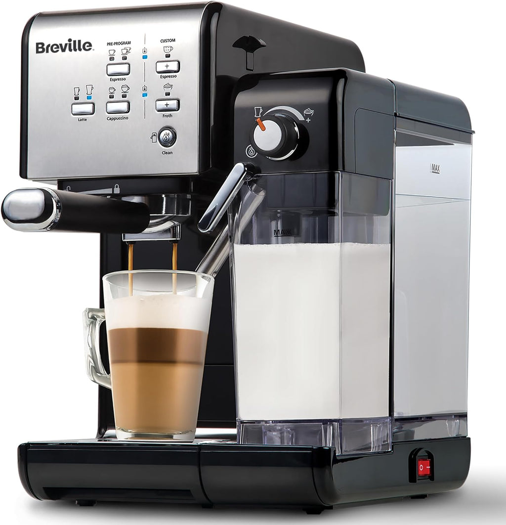 Breville One-Touch CoffeeHouse Coffee Machine | EspressoCappuccino & Latte Maker | 19 Bar Italian Pump | Automatic Milk Frother | ESE Pod Compatible | Black [VCF107]