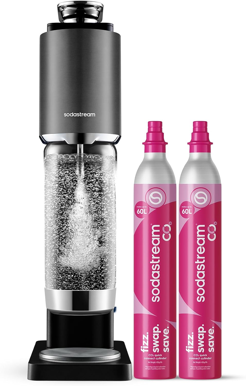 Sodastream Fresh Plus - 2 cylinder and 1 bottle, Black